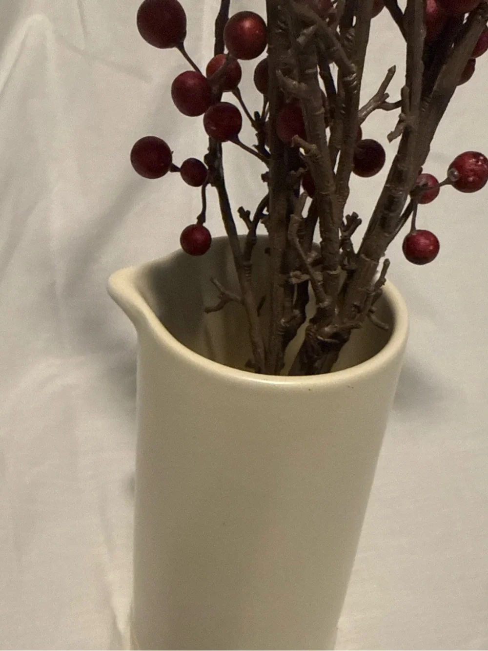 Threshold Cream Ceramic Vase with Red Berry Branches -